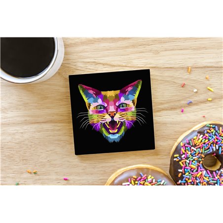 Tech Ceramic Coaster - 10cm  -  Cat (35)