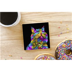 Tech Ceramic Coaster - 10cm  -  Cat (36)