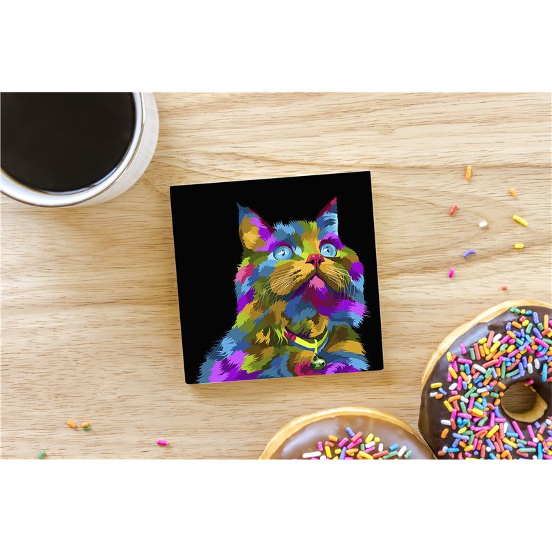 Tech Ceramic Coaster - 10cm  -  Cat (36)