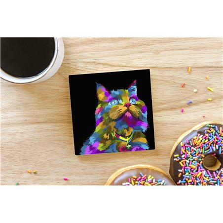 Tech Ceramic Coaster - 10cm  -  Cat (36)