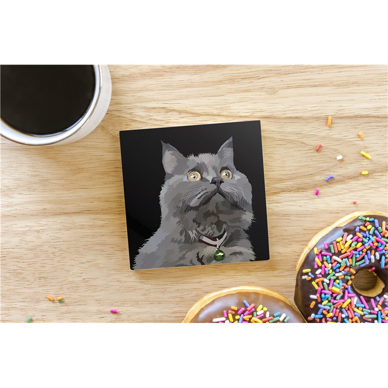 Tech Ceramic Coaster - 10cm  -  Cat (37)