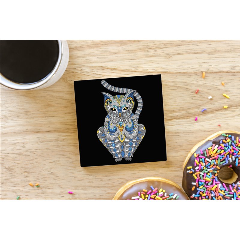 Tech Ceramic Coaster - 10cm  -  Cat (38)