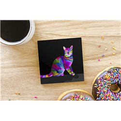 Tech Ceramic Coaster - 10cm  -  Cat (40)