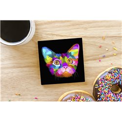 Tech Ceramic Coaster - 10cm  -  Cat (41)