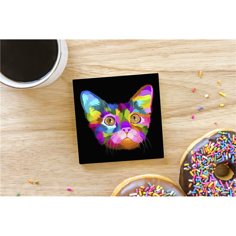 Tech Ceramic Coaster - 10cm  -  Cat (41)