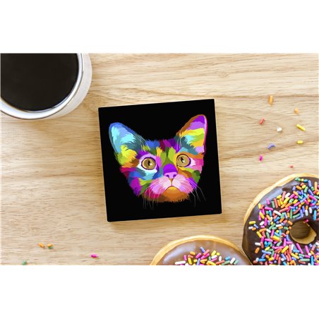 Tech Ceramic Coaster - 10cm  -  Cat (41)