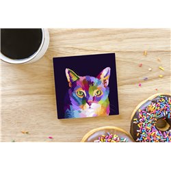 Tech Ceramic Coaster - 10cm  -  Cat (42)
