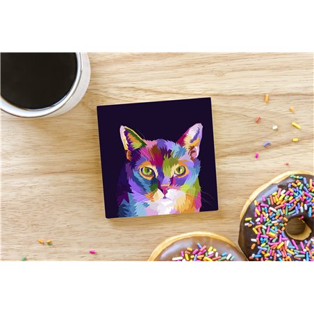 Tech Ceramic Coaster - 10cm  -  Cat (42)