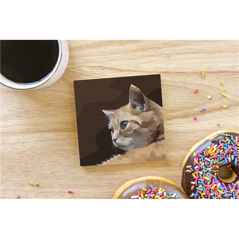 Tech Ceramic Coaster - 10cm  -  Cat (43)