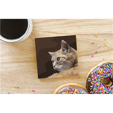 Tech Ceramic Coaster - 10cm  -  Cat (43)