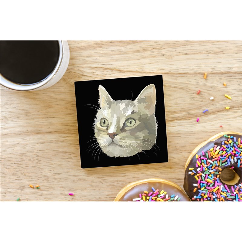 Tech Ceramic Coaster - 10cm  -  Cat (44)