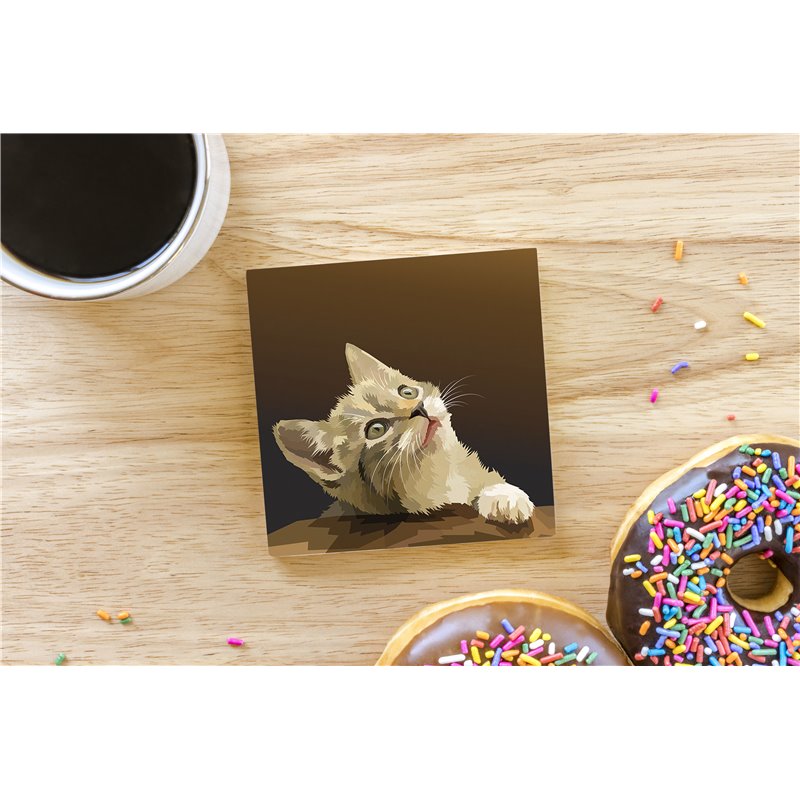Tech Ceramic Coaster - 10cm  -  Cat (45)