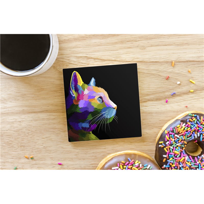 Tech Ceramic Coaster - 10cm  -  Cat (46)