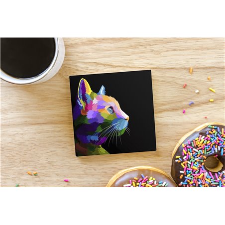 Tech Ceramic Coaster - 10cm  -  Cat (46)