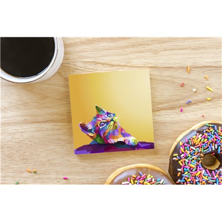 Tech Ceramic Coaster - 10cm  -  Cat (47)