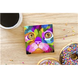 Tech Ceramic Coaster - 10cm  -  Cat (49)