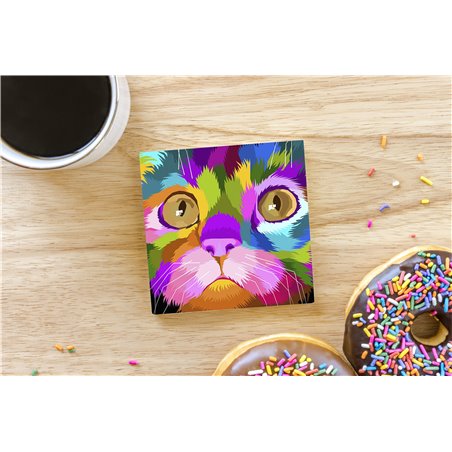 Tech Ceramic Coaster - 10cm  -  Cat (49)