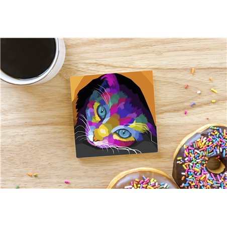 Tech Ceramic Coaster - 10cm  -  Cat (50)