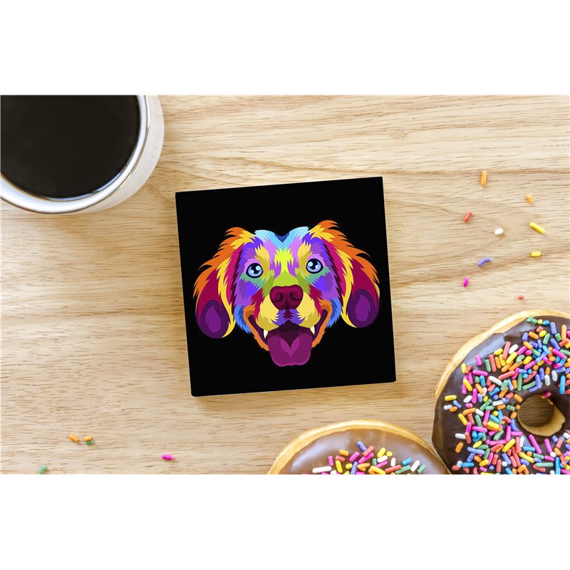 Tech Ceramic Coaster - 10cm  -  Dog (18)
