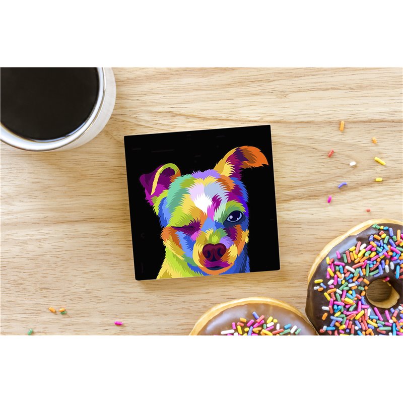 Tech Ceramic Coaster - 10cm  -  Dog (24)