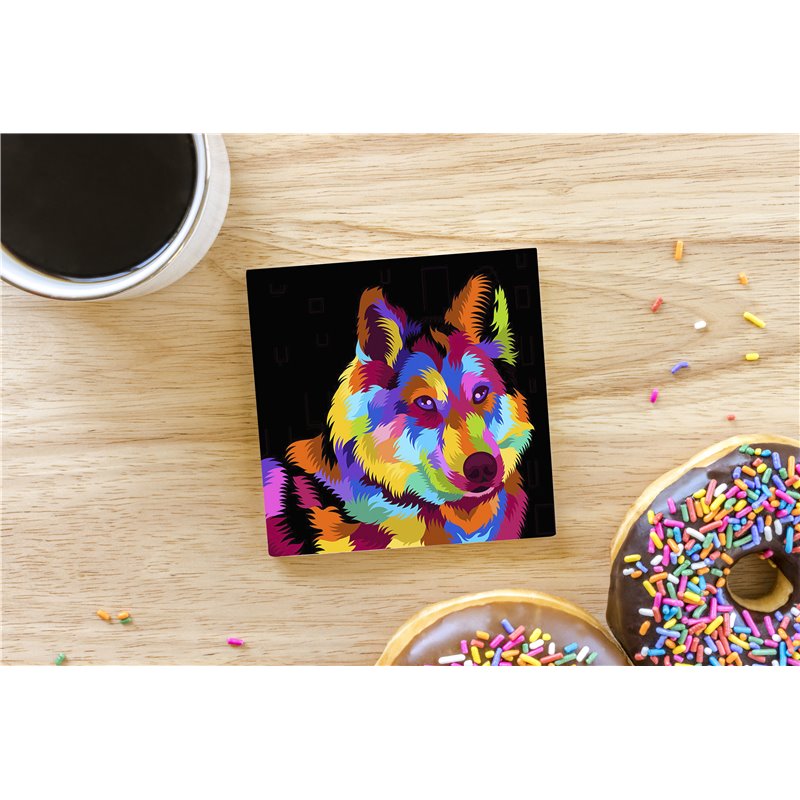 Tech Ceramic Coaster - 10cm  -  Dog (25)