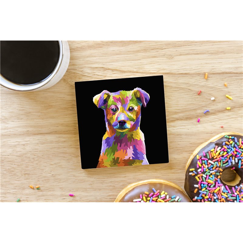 Tech Ceramic Coaster - 10cm  -  Dog (34)