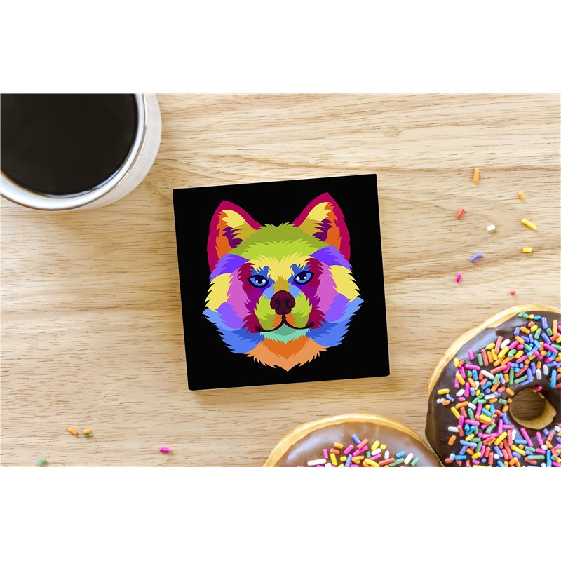 Tech Ceramic Coaster - 10cm  -  Dog (46)