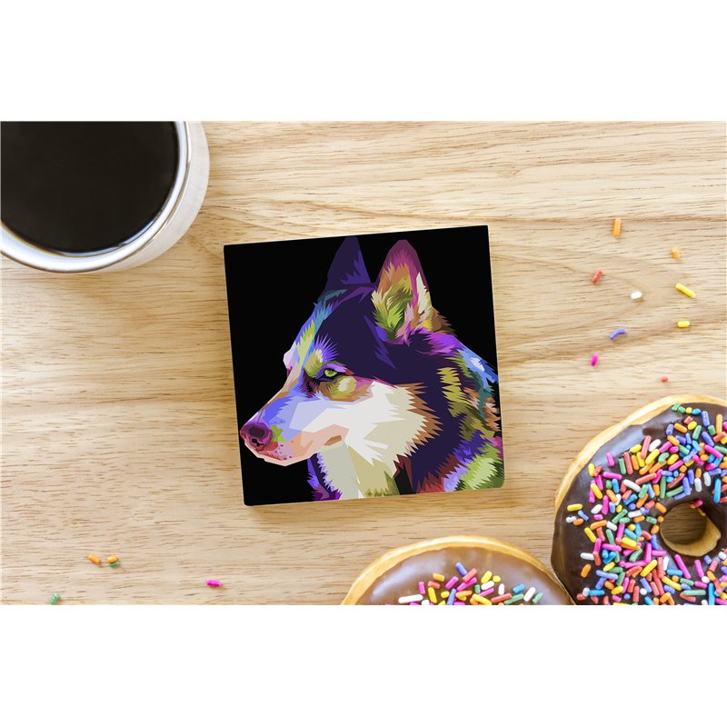 Tech Ceramic Coaster - 10cm  -  Dog (55)