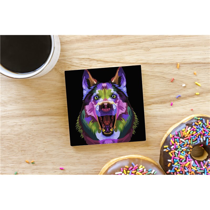 Tech Ceramic Coaster - 10cm  -  Dog (57)