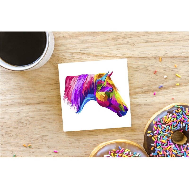 Tech Ceramic Coaster - 10cm  -  Horse (5)