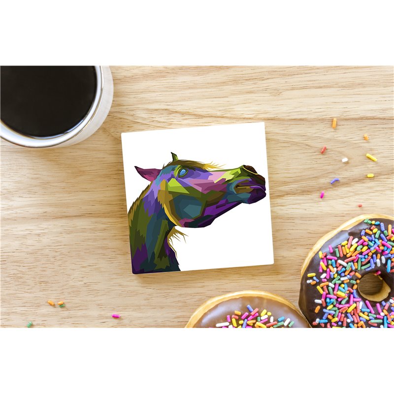 Tech Ceramic Coaster - 10cm  -  Horse (7)