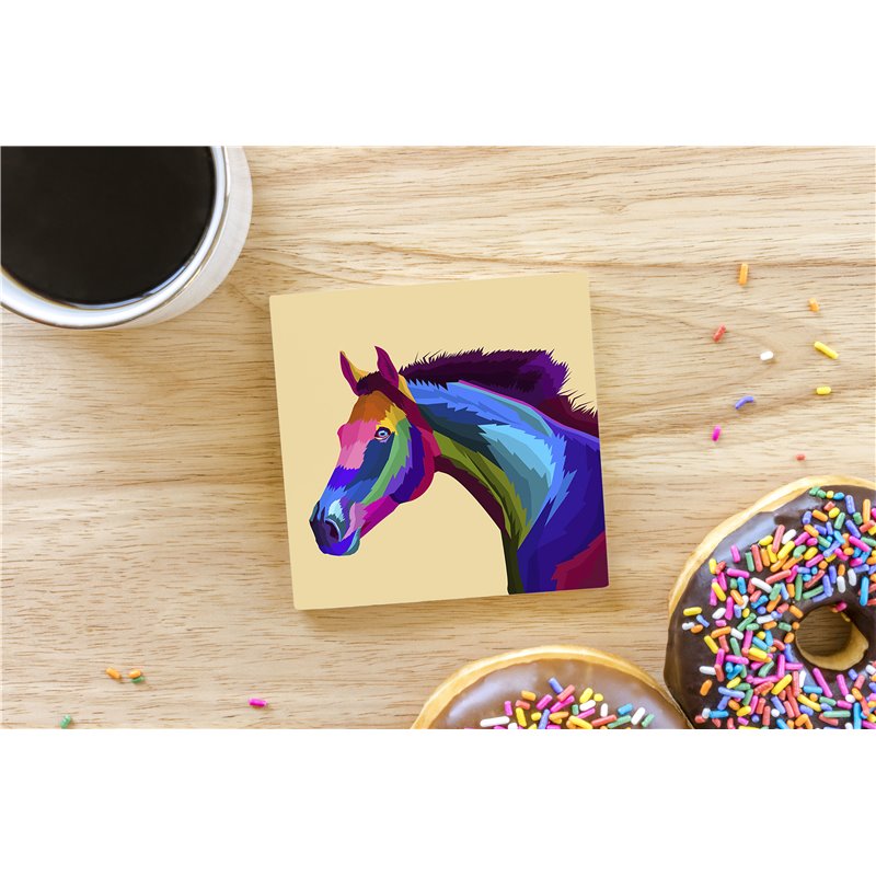 Tech Ceramic Coaster - 10cm  -  Horse (8)