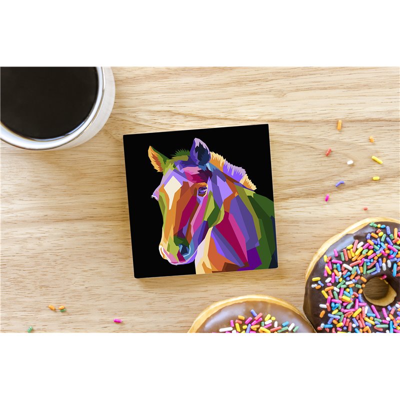 Tech Ceramic Coaster - 10cm  -  Horse (15)