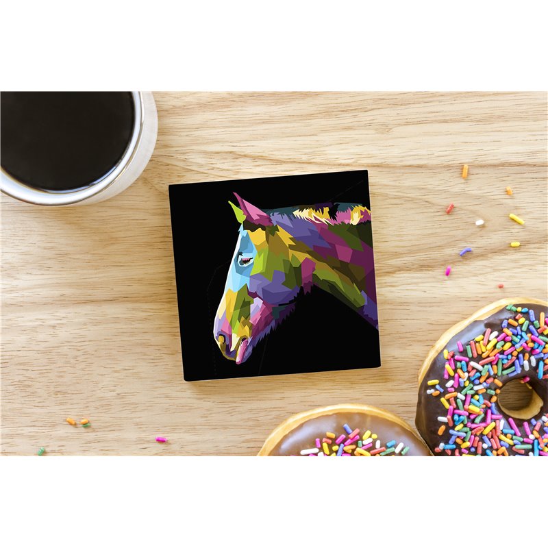 Tech Ceramic Coaster - 10cm  -  Horse (16)