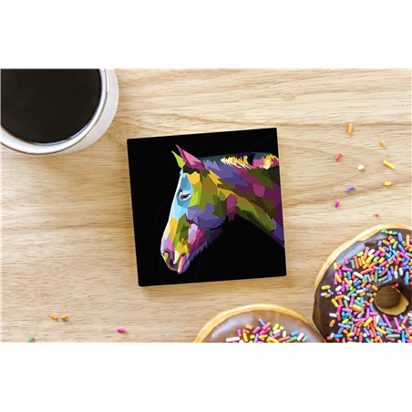 Tech Ceramic Coaster - 10cm  -  Horse (16)