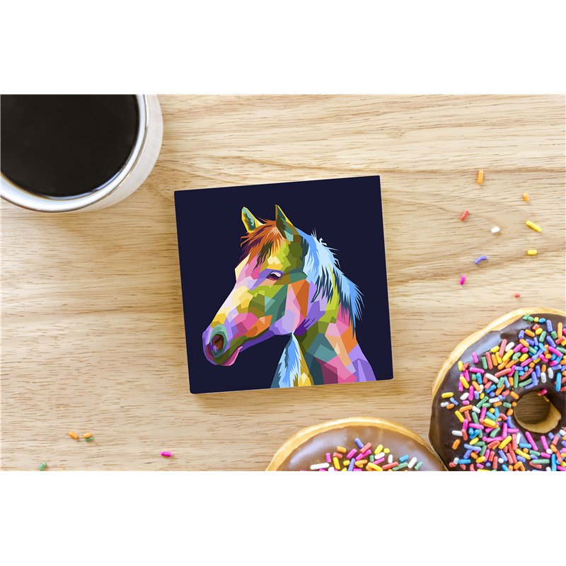 Tech Ceramic Coaster - 10cm  -  Horse (17)