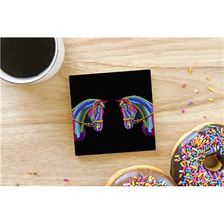 Tech Ceramic Coaster - 10cm  -  Horse (18)