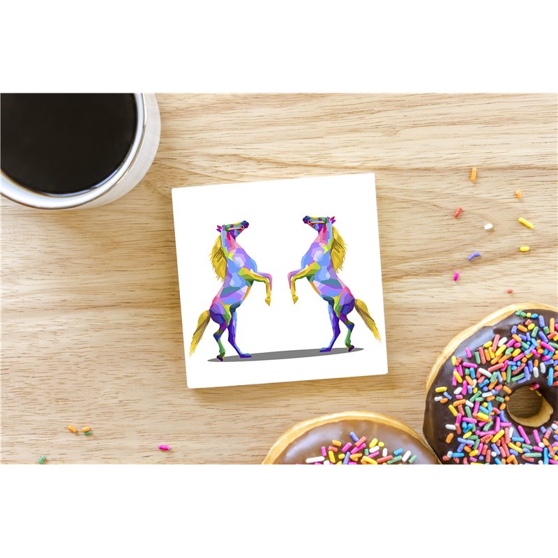 Tech Ceramic Coaster - 10cm  -  Horse (19)