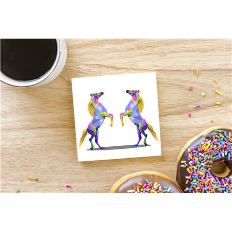 Tech Ceramic Coaster - 10cm  -  Horse (19)