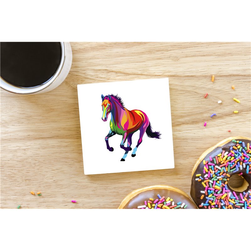 Tech Ceramic Coaster - 10cm  -  Horse (21)
