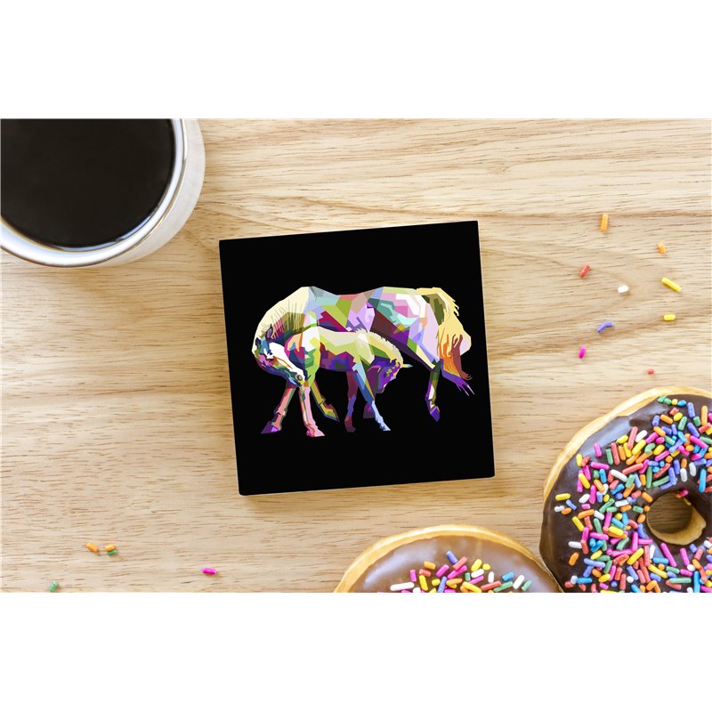 Tech Ceramic Coaster - 10cm  -  Horse (25)
