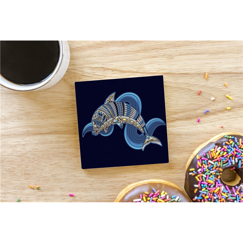 Tech Ceramic Coaster - 10cm  -  Sea (5)