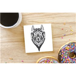 Tech Ceramic Coaster - 10cm  -  Wolf (1)
