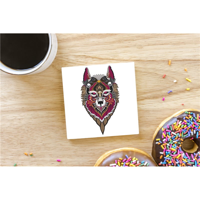 Tech Ceramic Coaster - 10cm  -  Wolf (2)