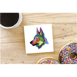 Tech Ceramic Coaster - 10cm  -  Wolf (6)