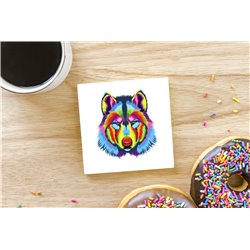 Tech Ceramic Coaster - 10cm  -  Wolf (7)