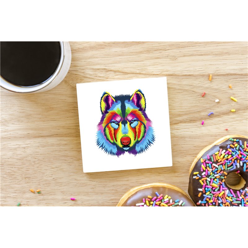 Tech Ceramic Coaster - 10cm  -  Wolf (7)