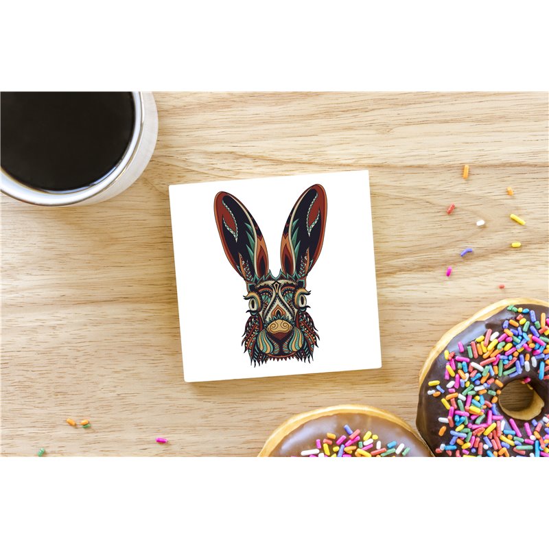 Tech Ceramic Coaster - 10cm  -  Wood ( 4)