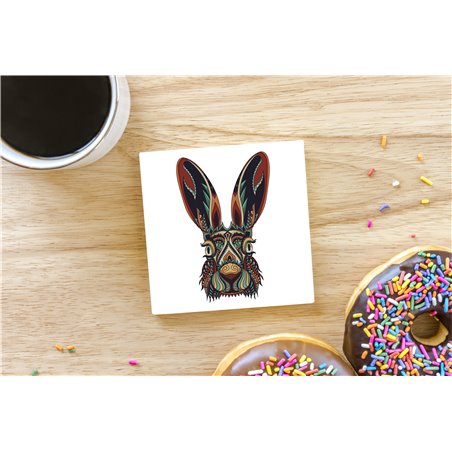 Tech Ceramic Coaster - 10cm  -  Wood ( 4)