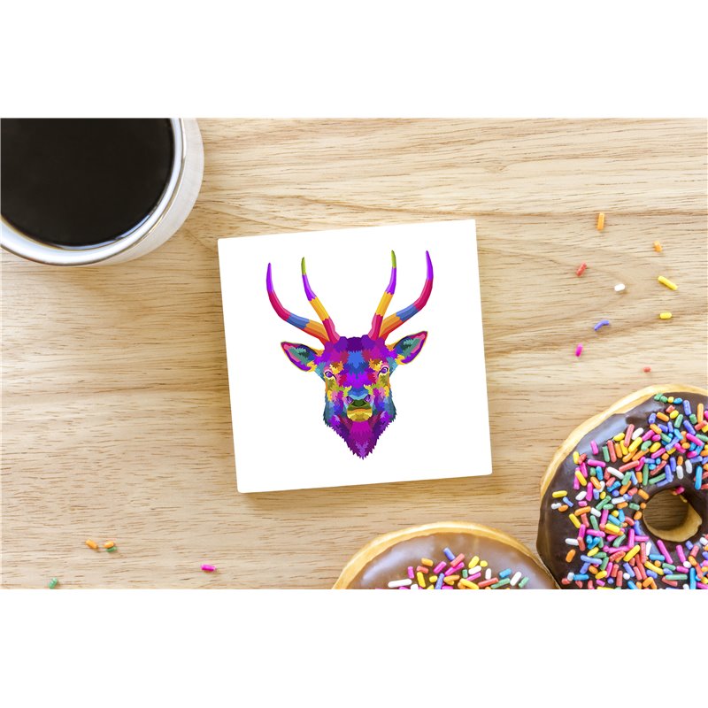 Tech Ceramic Coaster - 10cm  -  Wood ( 5)